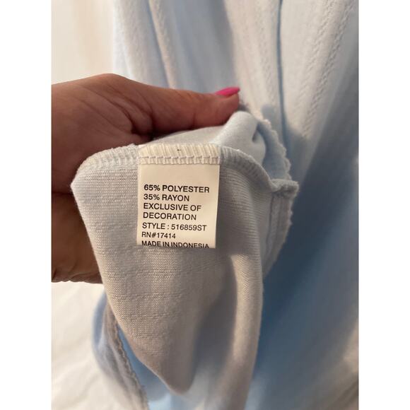 Miss Elaine NWT Cuddleknit Brushed Inside & Out Top Button Blue Gown Size Small - Picture 7 of 7